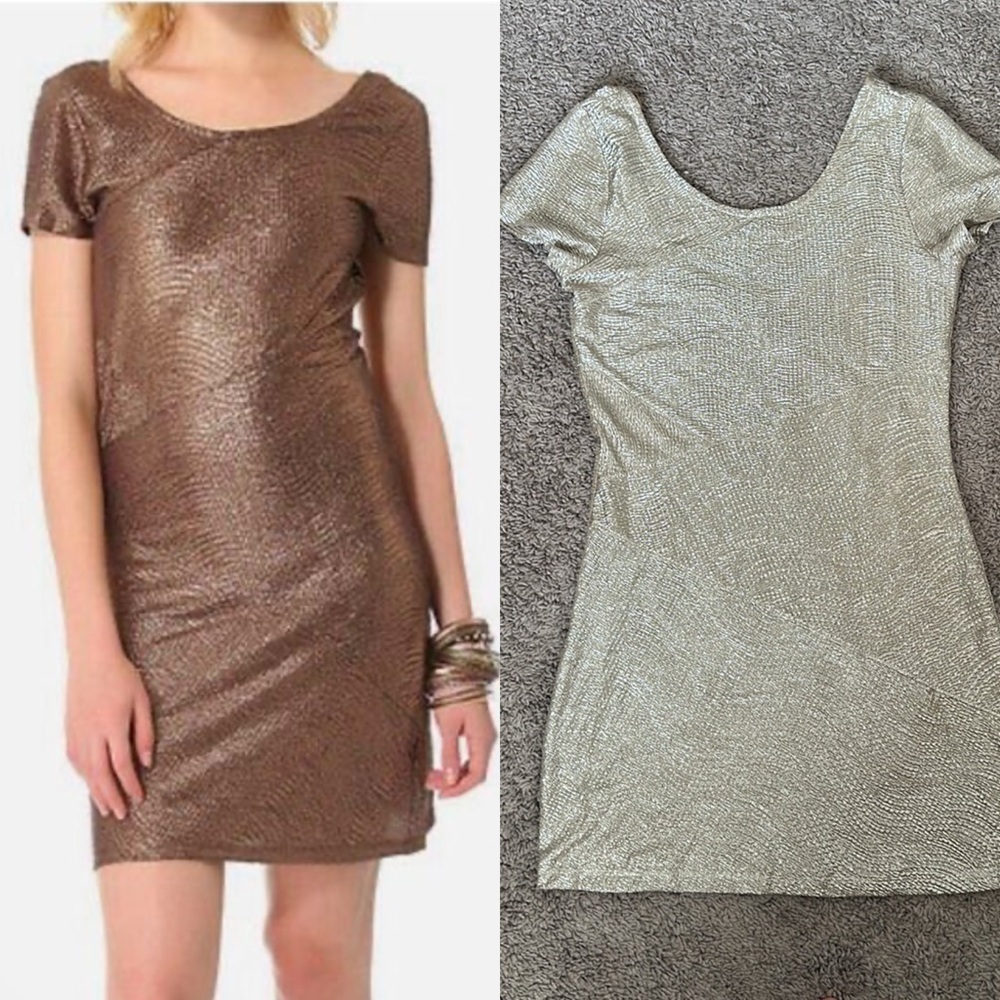 Free People Gold Moonage Daydream Bodycon Mini Dress - Picture 2 of 12